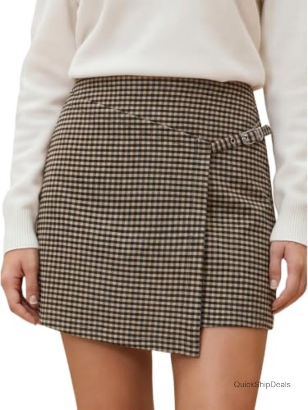 Plaid Mini Skirt Asymmetrical Bodycon High Waisted Faux Wrap Y2K